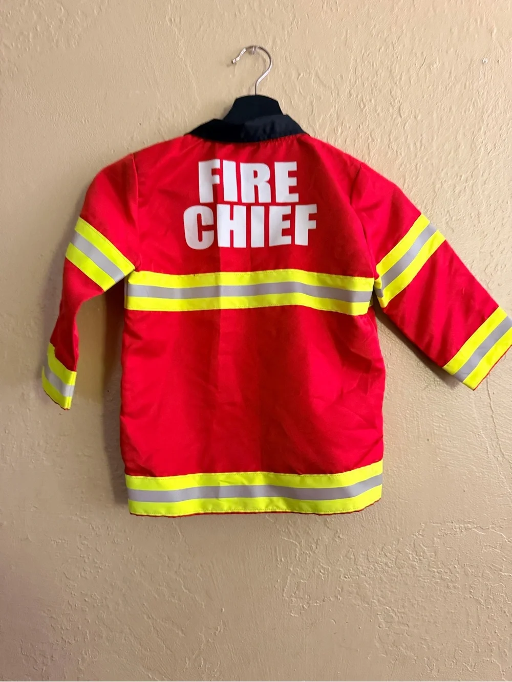 Melissa & Doug Red Fire Chief Costume Jacket with Yellow Reflective Stripes
